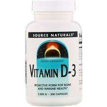 Source Naturals, Витамин D-3 2000 МЕ, Vitamin D-3 2000 IU 200,...