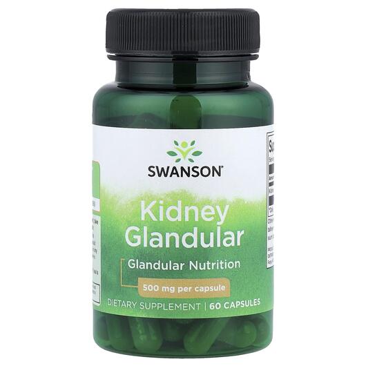 Основне фото товара Kidney Glandular 500 mg Основне фото товара Swanson, Kidney Glandular 500 mg, Підтримка нирок, 60 капсул