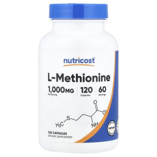 Основне фото товара Nutricost, L-Methionine, L-Метіонін, 120 капсул