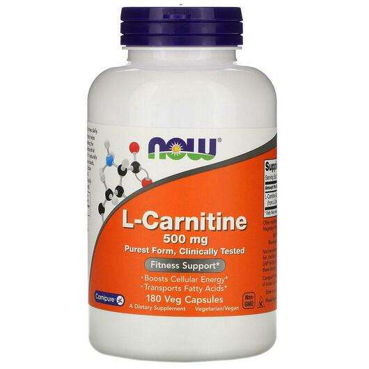 Основное фото товара Now, L-Карнитин 500 мг, L-Carnitine 500 mg, 180 капсул
