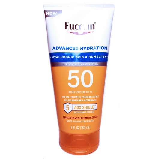Основне фото товара Eucerin, Advanced Hydration Sunscreen SPF 50, Санскрін, 150 мл