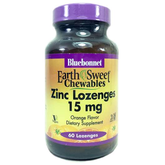 Основне фото товара Bluebonnet, Zinc Lozenges 15 mg, Цинк, 60 пастилок