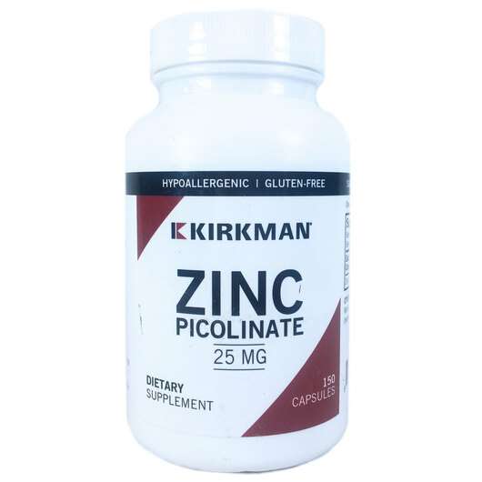 Основне фото товара Kirkman, Zinc Picolinate 25 mg 150, Цинк Пиколинат 25 мг, 150 ...
