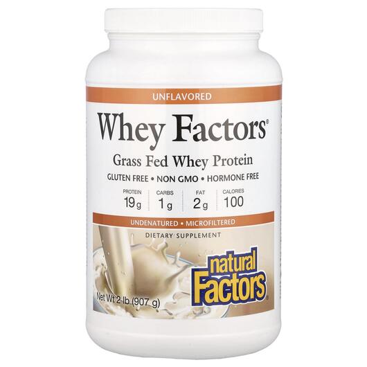 Основне фото товара Whey Factors Grass Fed Whey Protein Unflavored, Протеїн, 907 г
