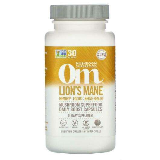Основне фото товара Om Mushrooms, Lion's Mane 2000 mg, Гриби Левова грива, 90...