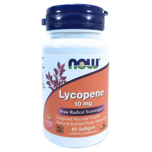 Основне фото товара Now, Lycopene 10 mg, Лікопен 10 mg, 60 капсул