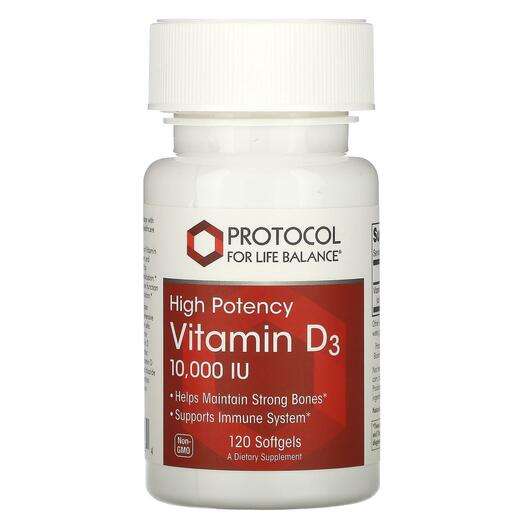 Основне фото товара Protocol for Life Balance, Vitamin D-3 10000 IU, Вітамін D3, 1...