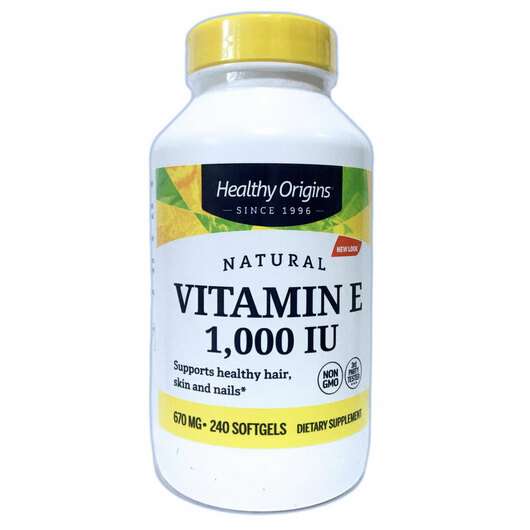 Основное фото товара Healthy Origins, Витамин E 1000 МЕ, E-1000, 240 капсул