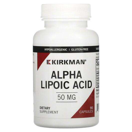 Основне фото товара Kirkman, Alpha Lipoic Acid, Альфа Ліпоєва кислота 50 мг, 90 ка...