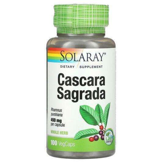 Основное фото товара Solaray, Каскара 450 мг, Cascara Sagrada 450 mg, 100 капсул