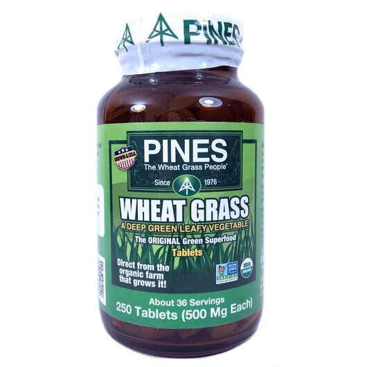 Основне фото товара Pines International, Wheat Grass, Вітграс 500 мг, 250 таблеток