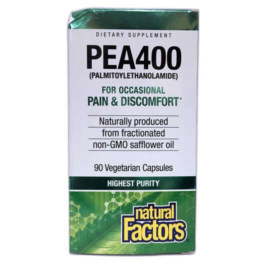 Основне фото товара Natural Factors, PEA 400, Пальмітоілетаноламід ПЕА, 90 капсул