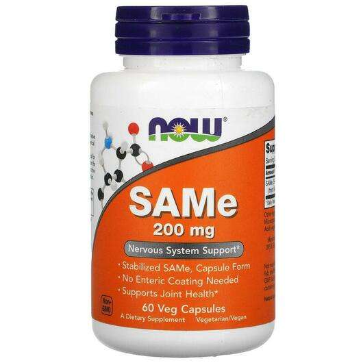 Основное фото товара Now, SAMe 200 мг, SAMe 200 mg, 60 капсул