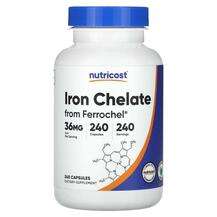 Nutricost, Iron Chelate From Ferrochel 36 mg, Залізо, 240 капсул
