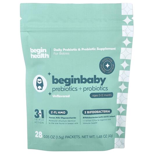Основне фото товара Beginbaby Prebiotics + Probiotic Ages 0-12 Months Unflavored Основне фото товара Beginbaby Prebiotics + Probiotic Ages 0-12 Months Unflavored, Пре
