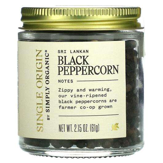 Основное фото товара Simply Organic, Специи, Single Origin Sri Lankan Black Pepperc...