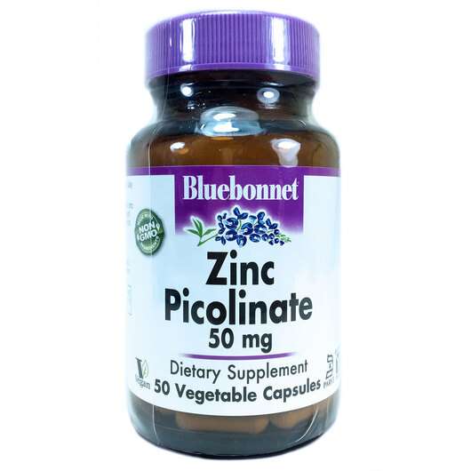 Основне фото товара Bluebonnet, Zinc Picolinate 50 mg, Пиколинат цинку 50 мг, 50 к...