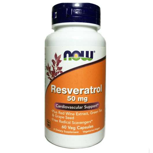 Основное фото товара Now, Ресвератрол 50 мг, Resveratrol 50 mg, 60 капсул