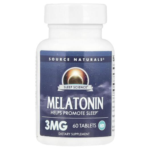 Основне фото товара Source Naturals, Melatonin 3 mg, Мелатонін, 60 таблеток