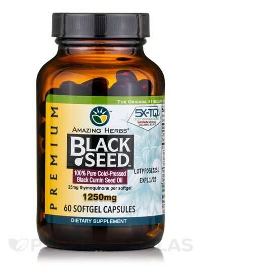 Основное фото товара Amazing Herbs, Масло Черного Тмина, Premium Black Seed Oil 125...