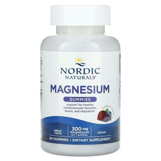 Основне фото товара Nordic Naturals, Magnesium Gummies Blueberry Lavender 100 mg, ...