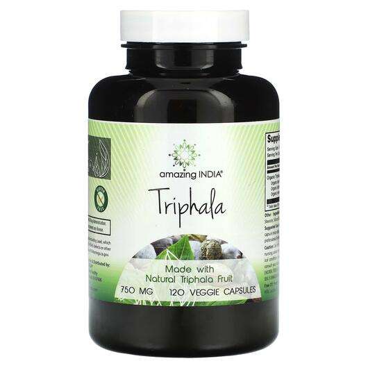 Основне фото товара Amazing India, Triphala 750 mg, Трифала, 120 капсул