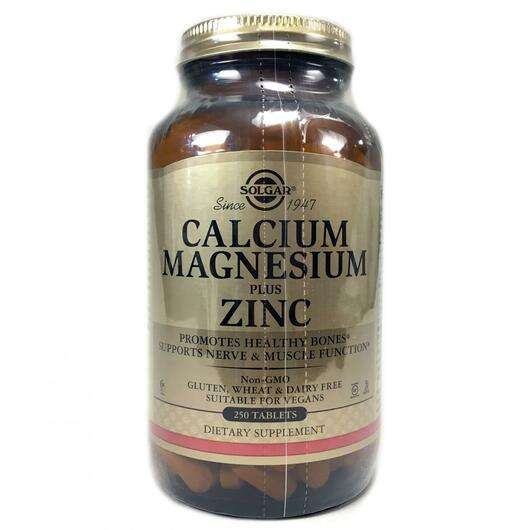 Основне фото товара Solgar, Calcium Magnesium Plus Zinc, Кальцій магній цинк, 250 ...