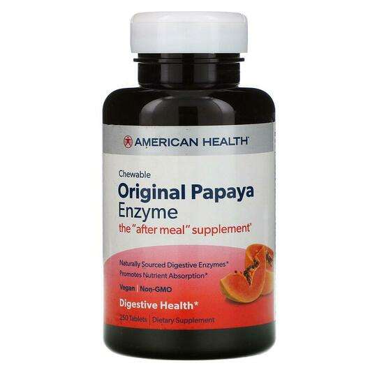 Основне фото товара American Health, Papaya Enzyme Chewable, Ферменты Папайї, 250 ...