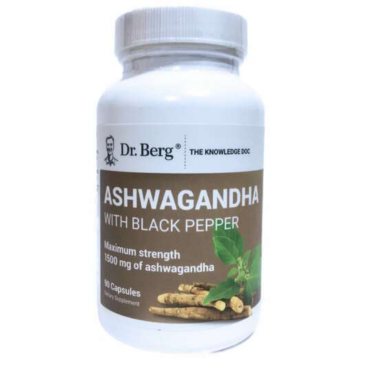 Основне фото товара Dr. Berg, Ashwagandha with Black Pepper, Ашваганда, 90 капсул