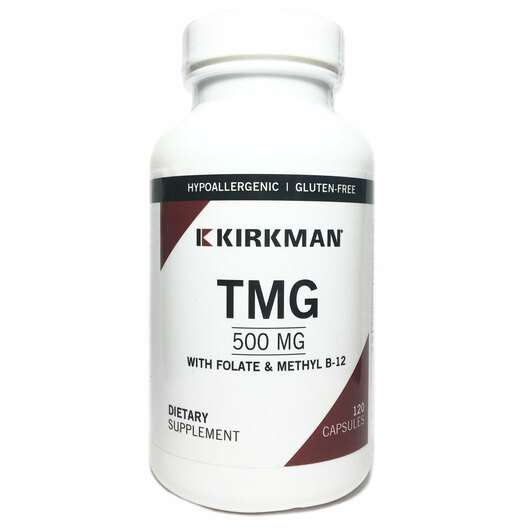 Основне фото товара Kirkman, TMG 500 mg, ТМГ + Фолієва + B12, 120 капсул