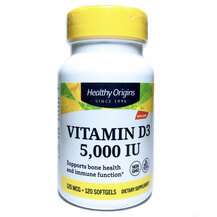 Healthy Origins, Витамин D3 5000 МЕ, Vitamin D3 5000 IU, 120 к...