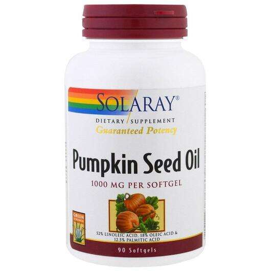 Основное фото товара Solaray, Тыквенное масло, Pumpkin Seed Oil 1000 mg, 90 капсул