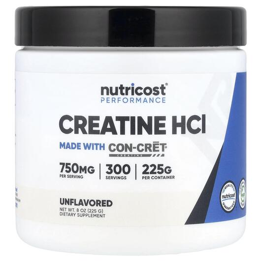 Основное фото товара Nutricost, Креатин, Creatine HCl Unflavored, 225 г