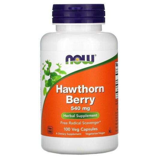 Основне фото товара Now, Hawthorn Berry 540 mg, Глід 540 мг Ягоды, 100 капсул