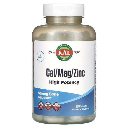 Основное фото товара KAL, Цинк, Cal/Mag/Zinc High Potency, 250 таблеток