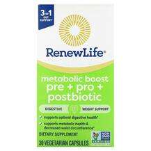Renew Life, Metabolic Boost Pre + Pro + Postbiotic, 30 Vegetar...