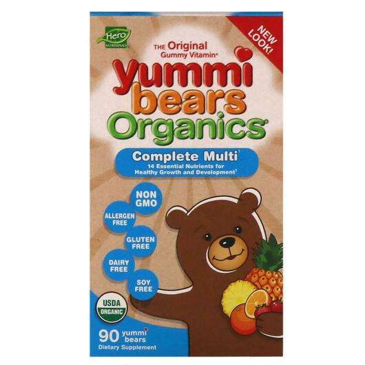 Основне фото товара Yummi Bears Organics Complete Multi, Вітаміни для дітей, 90 цу...