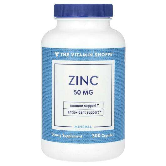 Основное фото товара The Vitamin Shoppe, Цинк, Zinc 50 mg, 300 капсул
