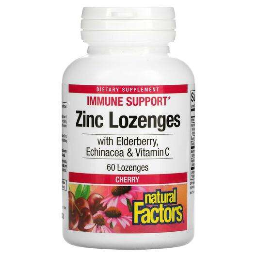 Основное фото товара Natural Factors, Цинк в пастилках, Zinc Lonzenges Cherry, 60 к...