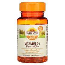 Sundown Naturals, Витамин D3, Vitamin D3 25 mcg 1000 IU, 200 к...