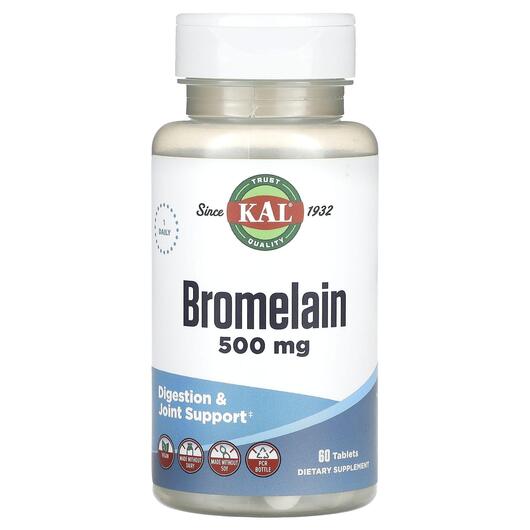 Основне фото товара Bromelain 500 mg Основне фото товара KAL, Bromelain 500 mg, Бромелайн, 60 таблеток