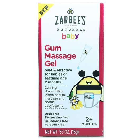 Основне фото товара Zarbees, Baby Gum Massage Gel 2+, Гель для ясен, 15 г