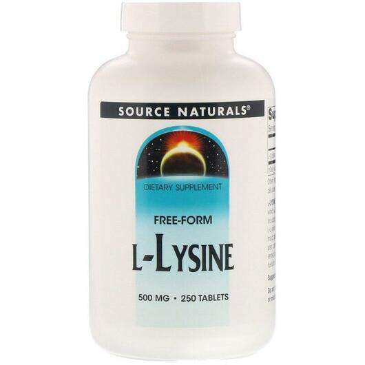 Основне фото товара Source Naturals, L-Lysine 500 mg, L-Лізин 500 мг, 250 таблеток