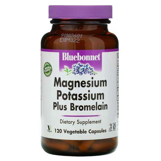 Основне фото товара Bluebonnet, Magnesium Potassium + Bromelain, Магній Калій Бром...