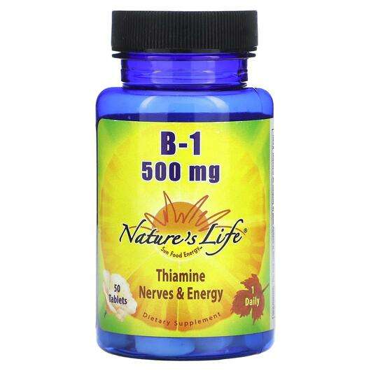 Основное фото товара Natures Life, Витамин B1 Тиамин, B-1 500 mg, 50 таблеток