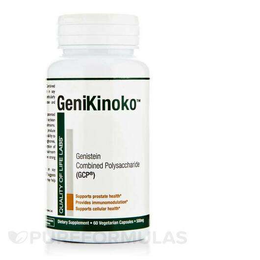 Основне фото товара Quality of Life, GeniKinoko GCP 500 mg, Соєві ізофлавони, 60 к...