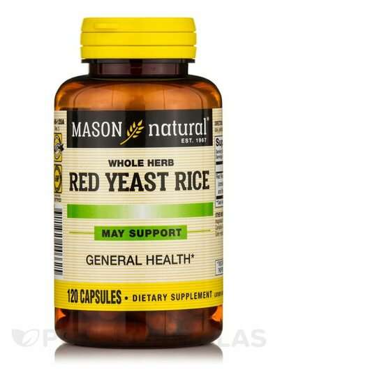 Основное фото товара Mason, Красный дрожжевой рис, Red Yeast Rice, 120 капсул