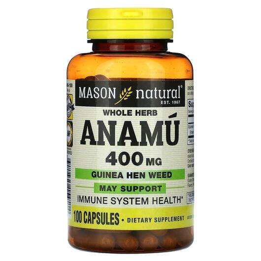 Основне фото товара Mason, Whole Herb Anamu 400 mg, Гравіола, 100 капсул