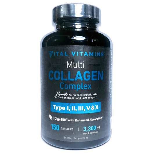 Основне фото товара Vital Vitamins, Multi Collagen Complex, Колаген, 150 капсул