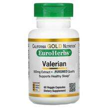 California Gold Nutrition, Valerian, Валеріана 500 мг, 60 капсул